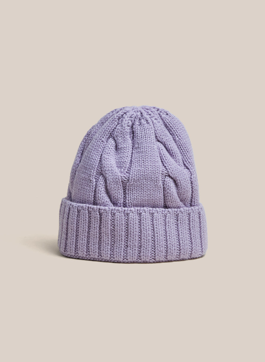 Cable Knit Beanie - Lilac