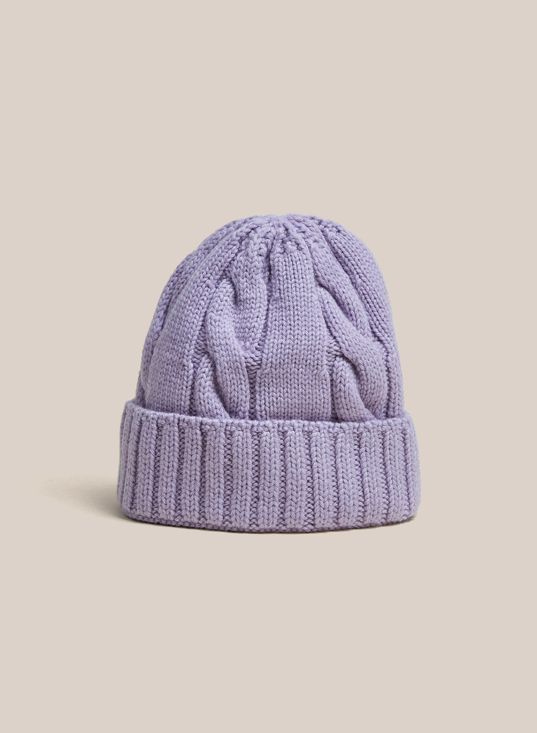 Cable Knit Beanie - Lilac