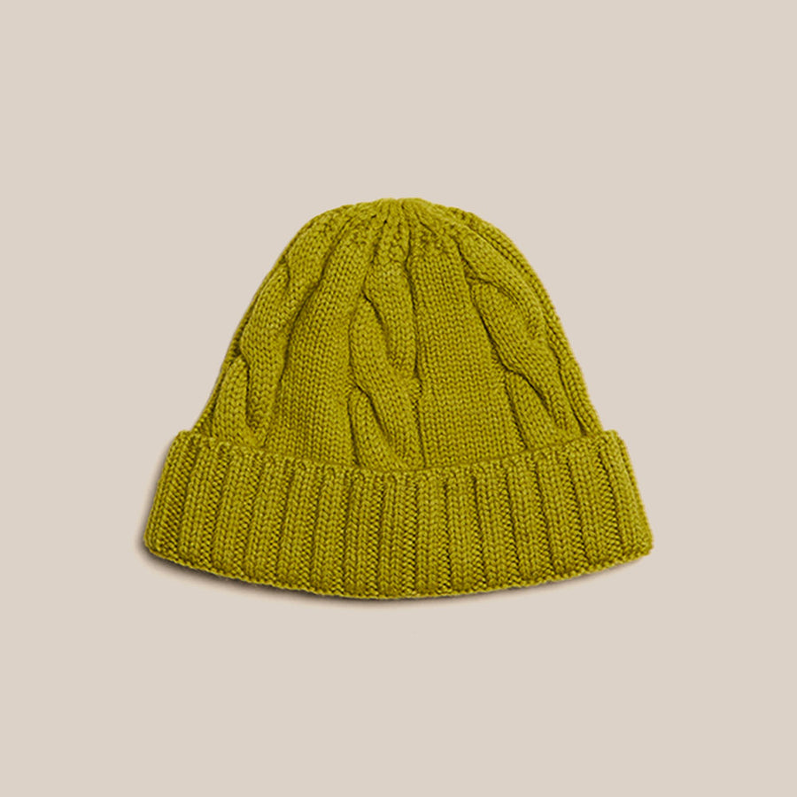 Cable Knit Beanie - Chartreuse