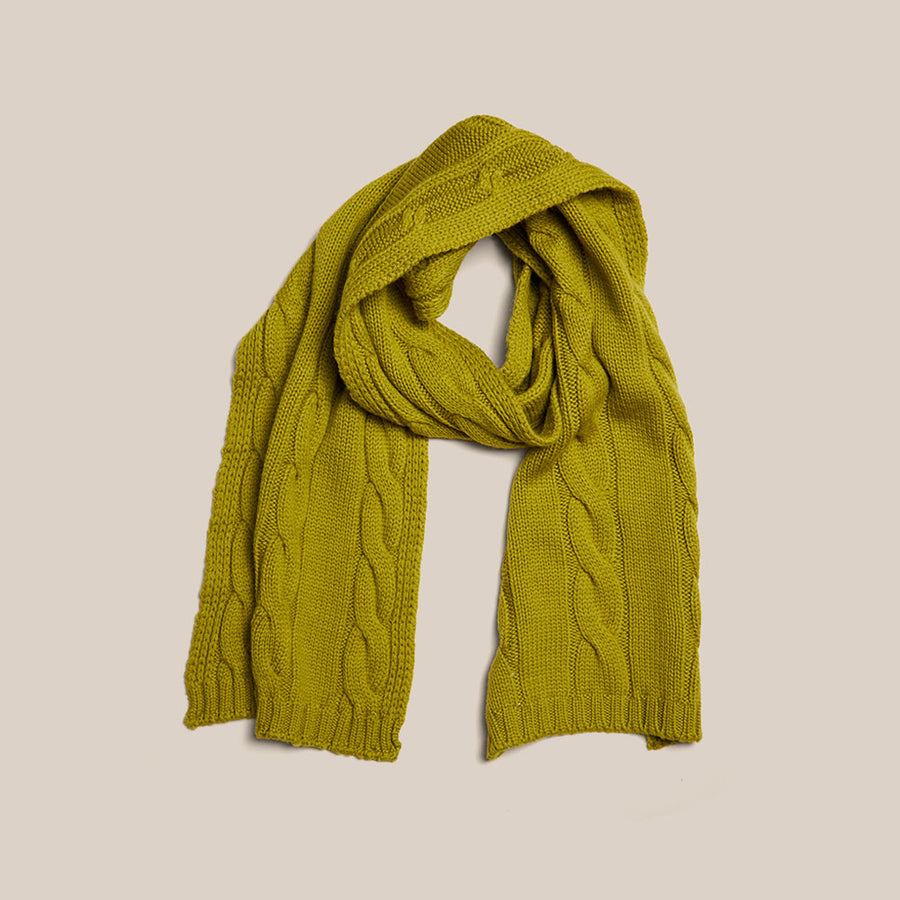 Cable Knit Scarf - Chartreuse