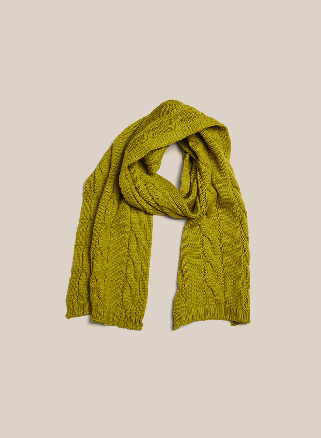 Cable Knit Scarf - Chartreuse