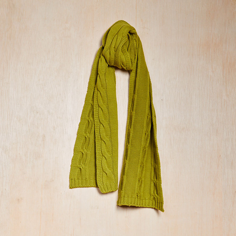 Cable Knit Scarf - Chartreuse