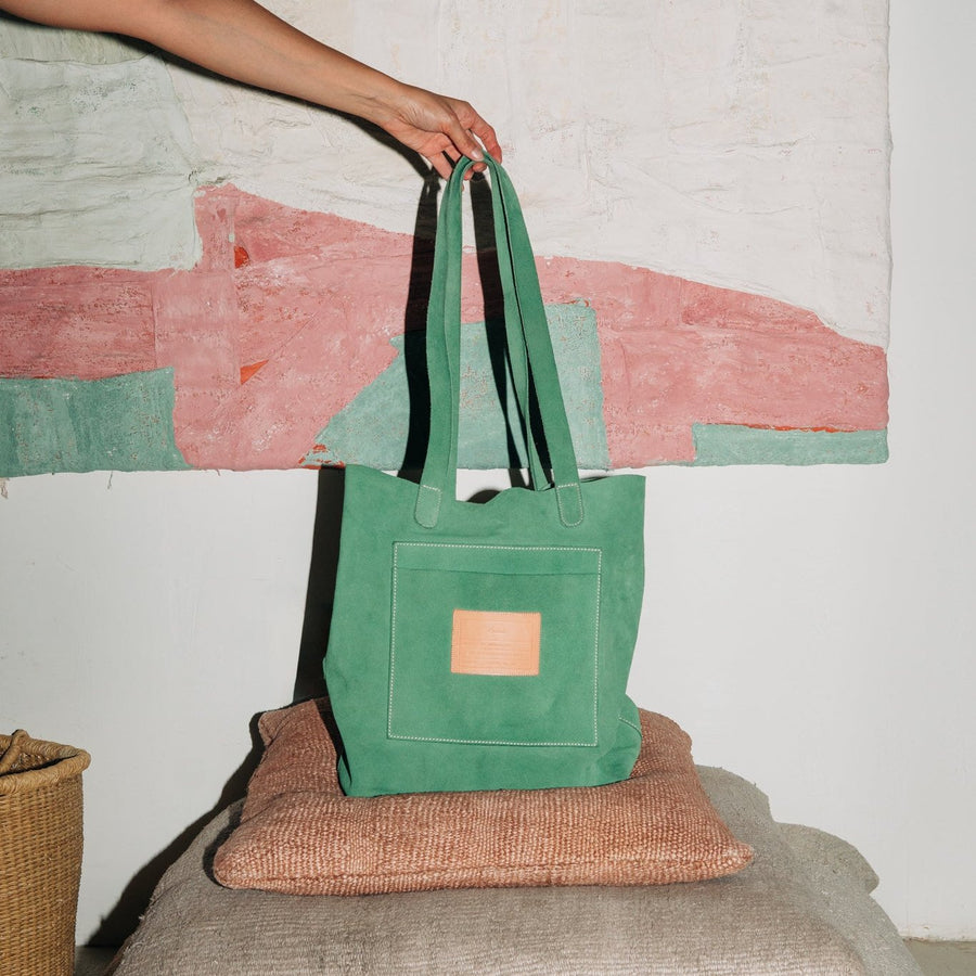 Traveler Tote - Moss Suede