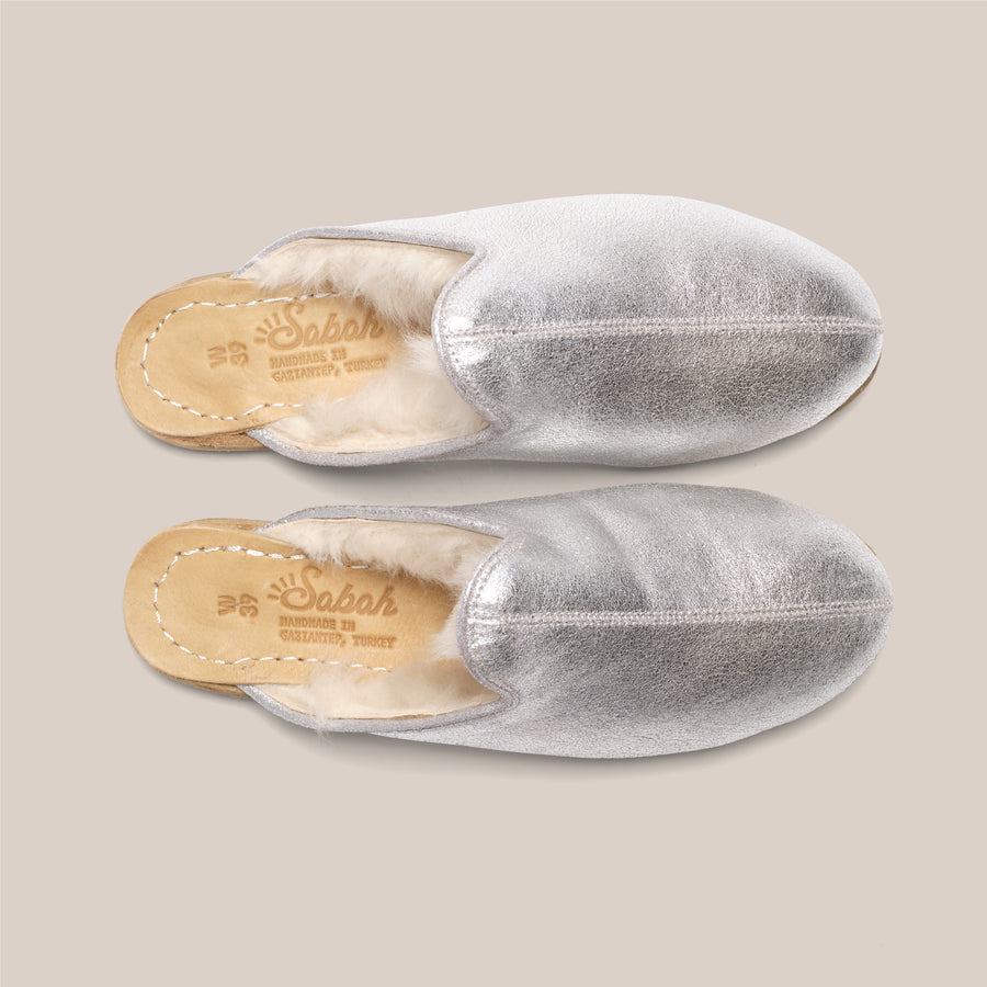 Silver Suede Shearling Baba (Womens)