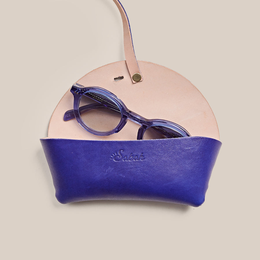 Leather Glasses Case - Sabah Blue