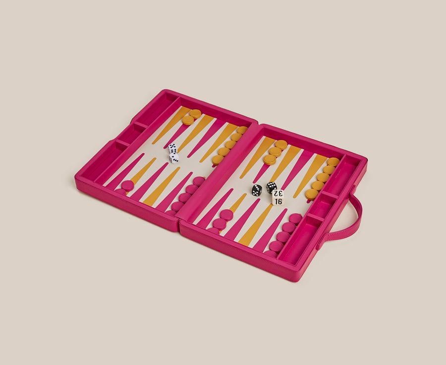 Backgammon Traveler's Case Set - Condesa Pink